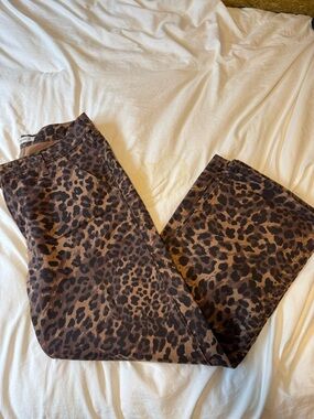 Abercrombie & Fitch Leopard Print Wide Leg Pants - Brown & Black